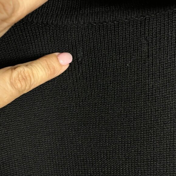 Calvin Klein Black Zip Cowl Neck Knit Sweater Dress Asymmetric Short Sleeve M - Picture 13 of 13